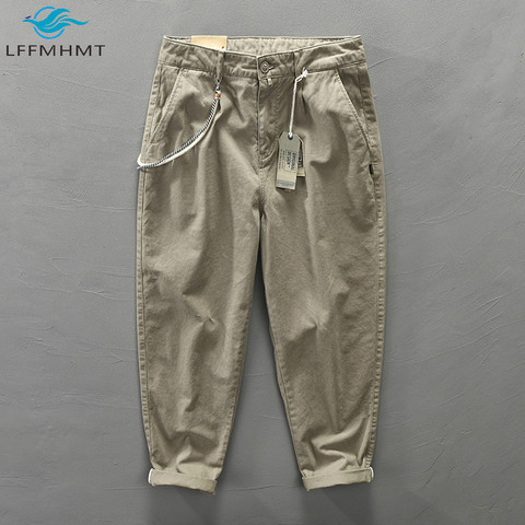 Pantalon Cargo pour homme, coupe automne, coupe droite, taille moyenne, Style japonais, décontracté coton, multi-poches, de haute qualité ► Photo 1/6