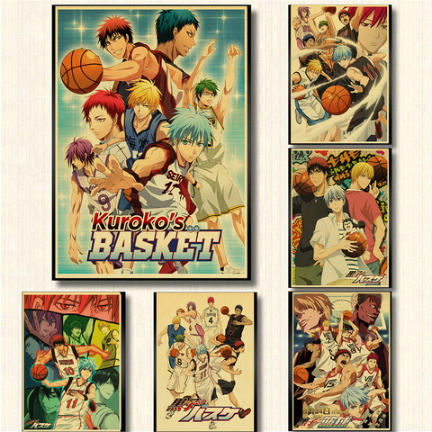 Affiche de basket-ball rétro de Kuroko, Stickers muraux pour salon, maison, Bar, dernière tendance ► Photo 1/6