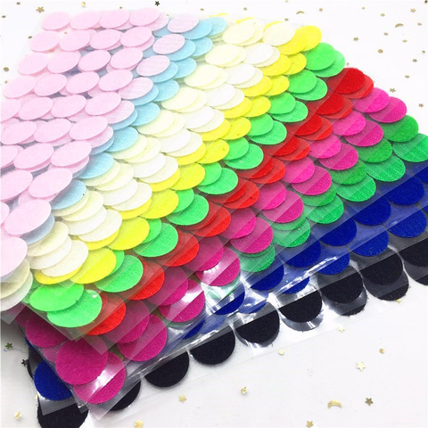 Bande adhésive velcro colorée, 40 paires, 25mm, auto-adhésive, crochets et boucles, colle forte, ruban magique, autocollant à points, disque en Nylon ► Photo 1/5