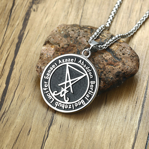 Sceau de LUCIFER, LUCIFER SIGIL, mieux vaut régner en enfer pendentif collier pour homme AZAZEL ABADDON BERLIAL BEELZEBUB LUCIFER SAMAEL ► Photo 1/4