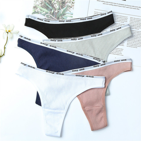 String en coton taille basse pour femme, lot de 3 pièces, sous-vêtements, Lingerie Sexy, pantalon intime, lettre ► Photo 1/6