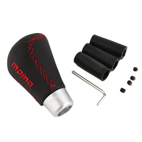Pommeau de levier de vitesse universel en cuir PVC noir, avec volant automatique cousu rouge, améliorez votre sensation de conduite chaude ► Photo 1/6