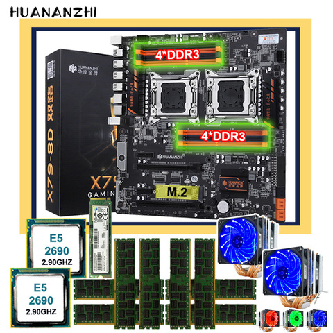 HUANANZHI – carte mère X79 double processeur Xeon E5 X79-8D, 256 go RAM 64 go (8x8 go) RECC, disque dur SSD NVMe M.2, 2690 go ► Photo 1/6