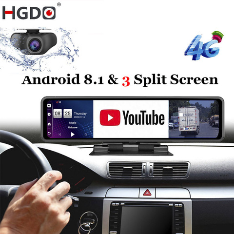HGDO 12 ''voiture DVR tableau de bord caméra Android 8.1 4G ADAS rétroviseur enregistreur vidéo FHD 1080P WiFi GPS tableau de bord caméra enregistreur ► Photo 1/6