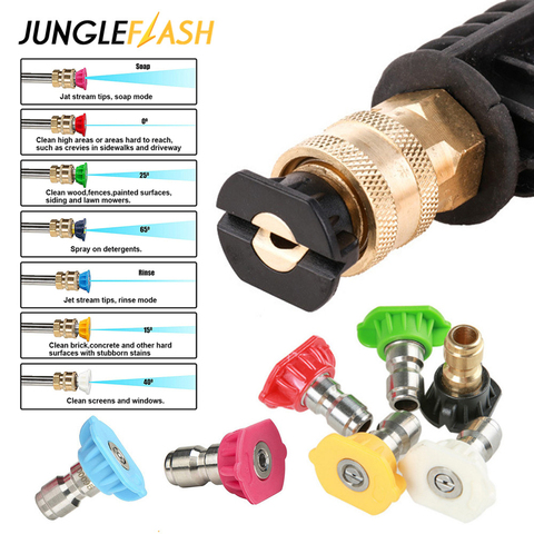 JUNGLEFLASH nettoyeur haute pression buse nettoyeur haute pression connexion rapide lave-auto embout de pulvérisation buse 4.0 taille d'orifice ► Photo 1/6