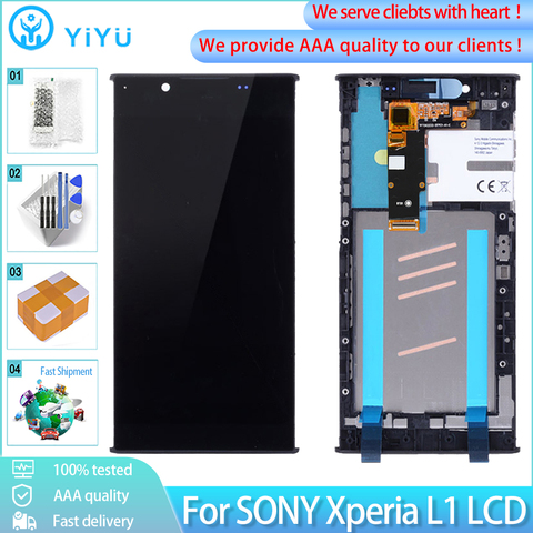 Écran tactile LCD avec châssis, 5.5 pouces, pour SONY Xperia L1 G3312 G3311 G3313, Original, avec outils ► Photo 1/6