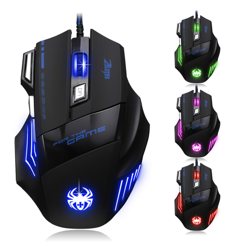 ZELOTES T-80 souris de jeu 7200 DPI rétro-éclairage LED multicolores souris optique 7 boutons Gamer USB souris de jeu filaire pour Pro Gamer ► Photo 1/6