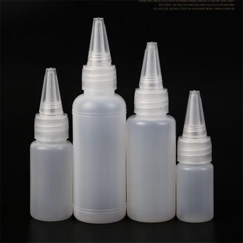 10 pièces/lot bouteilles de colle en plastique PE vides avec couvercles à visser presser les flacons compte-gouttes d'huile d'encre liquide 10ML/20ML30ML/50ML en gros ► Photo 1/6