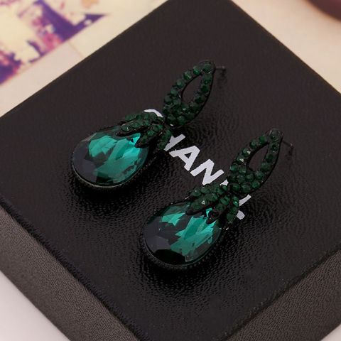 Boucles d'oreilles style bohème pour femmes, bijoux Vintage, vert foncé, bijoux rétro, mode, strass, géométrique, Dangle, nouvelle collection 2022 ► Photo 1/5