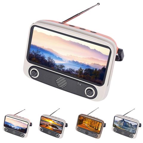 3 en 1 sans fil rétro TV Mini Portable Bluetooth basse haut-parleur Mobile support pour téléphone support haut-parleur rétro cadre Photo fille cadeau ► Photo 1/1