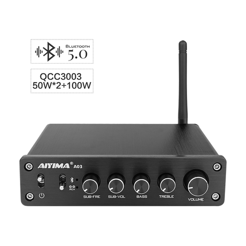 AIYIMA – amplificateur de puissance TPA3116, Bluetooth 5.0, 2.1 canaux, son HIFI, caisson de basses, numérique 50W x 2 + 100W ► Photo 1/6