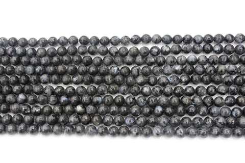 Perles rondes en Labradorite noire naturelle, pour la fabrication de bijoux, bracelets et colliers, larvicerf, 4/6/8/10/12/14MM ► Photo 1/2