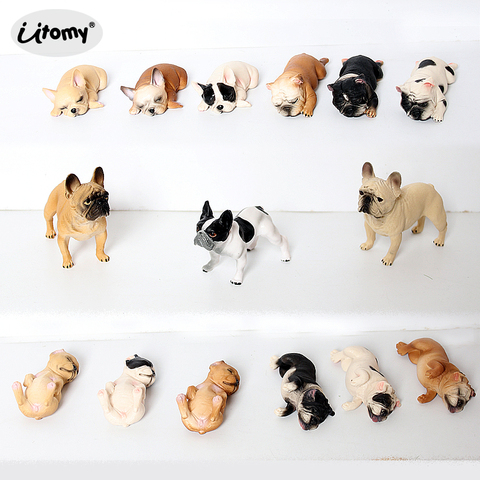 Bouledogue français réaliste pour animaux de compagnie, famille de chiens, animaux, décoration, Collection de figurines, objet de gâteau, plante de jardin ► Photo 1/6