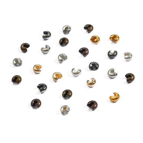 Perles rondes en cuivre pour sertissage, 100 pièces/lot, diamètre 3, 4 ou 5mm, perles d'espacement pour fabrication de bijoux, DIY, fournitures, nouveauté ► Photo 1/6