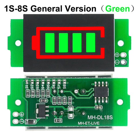 1-8S 1S/2S/3S/4S simple 3.7V batterie au Lithium indicateur de capacité Module 4.2V affichage véhicule électrique batterie testeur Li-ion ► Photo 1/6