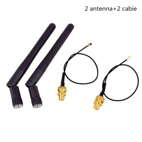 Antenne WiFi 2.4GHz 3dBi, routeur sans fil 2.4 mâle + câble en queue de cochon 17cm PCI U.FL IPX vers RP SMA mâle, 2 pièces/lot ► Photo 1/6