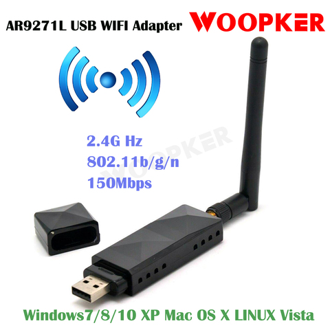 Adaptateur WiFi USB sans fil et antenne WiFi 3dBi, 150Mbps, pour Kali Linux/Windows XP/7/8/10/Roland Piano pour Atheros AR9271L 802.11n ► Photo 1/4