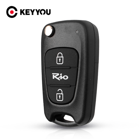 KEYYOU-étui pour clé de voiture | Remplacement de clé, 3 boutons, coque de clé de voiture pliable, couvercle blanc rabattable, pour Kia Rio ► Photo 1/6