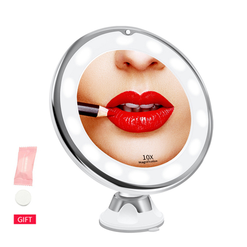 miroir led miroir de maquillage miroir grossissant x10 miroir lumineux miroir led maquillage mirroir led maquillage  éclairé miroir grossissant 10X maquillage miroir vanité miroirs miroir cosmétique avec led ► Photo 1/6