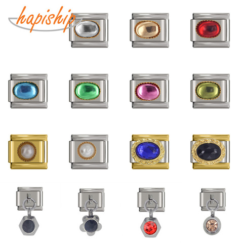 Hapiship-bijoux en strass 9mm de largeur, marguerite originale en acier inoxydable idéal pour Bracelet, bleu, rose, Orange, charme haut de gamme, DJ004 ► Photo 1/6