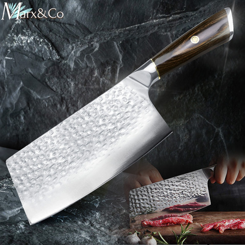 Couteau de cuisine de 7 pouces, couperet chinois 7CR17 440C en acier inoxydable forgé, trancheur de légumes Santoku pour la viande ► Photo 1/6