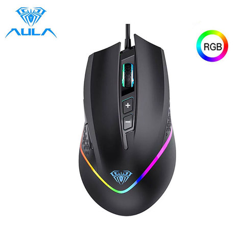 Souris de jeu AULA F805 rvb filaire 6400DPI 7 boutons programmables rétro-éclairé ergonomique Gamer souris d'ordinateur portable ordinateur de bureau ► Photo 1/6