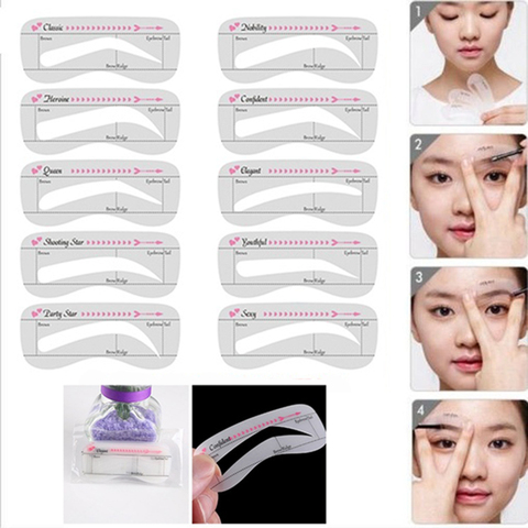 Pochoirs à sourcils pour débutants, 4/10 pièces, cartes, outils de maquillage, autocollants ► Photo 1/6