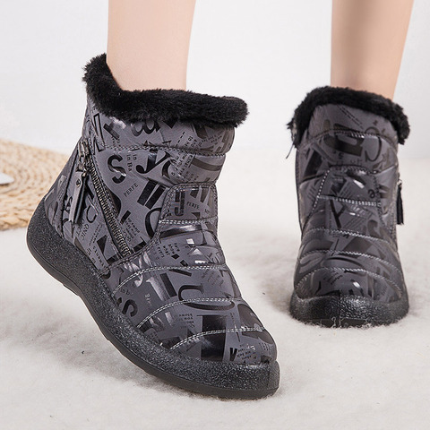 Femmes bottes 2022 mode imperméable chaussures d'hiver pour femme bottes de neige fermeture éclair bottes d'hiver talons bas cheville Botas Mujer grande taille ► Photo 1/6