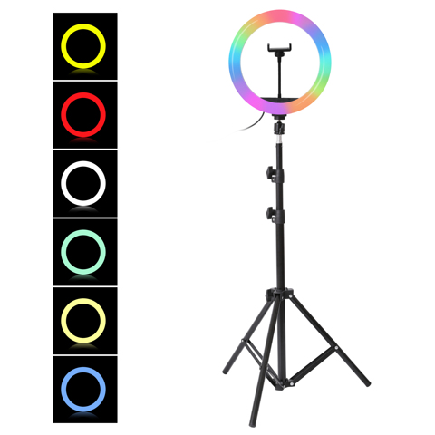 Anneau lumineux RGB de 10 pouces, avec trépied de 160cm, lampe annulaire pour photographie, intensité variable, 26cm, pour TikTok, vidéo Youtube de maquillage ► Photo 1/6