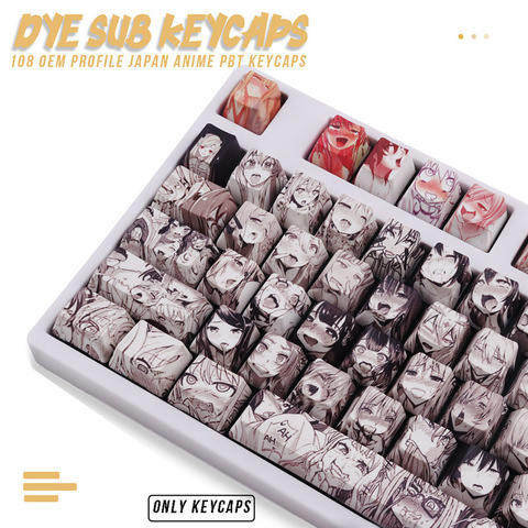 PBT 108key Ahegao Keycap colorant Sublimation OEM profil japonais Anime Keycap pour cerise Gateron Kailh commutateur clavier mécanique ► Photo 1/6