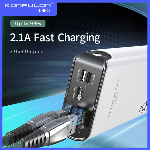 KONFULON batterie d'alimentation 20000mAH charge rapide Powerbank 20000mAH batterie d'alimentation double USB chargeur de batterie externe pour Xiaomi iphone 12 ► Photo 1/6