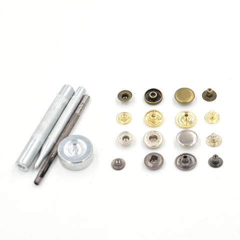 30 jeux de boutons fermoir à ressort, Rivets 10mm 12.5mm 15mm, boutons à pression en métal pour vêtements et accessoires ► Photo 1/6