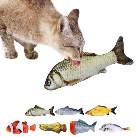 Animal de compagnie doux en peluche 3D poisson forme chat jouet interactif cadeaux poisson cataire jouets peluche oreiller poupée Simulation poisson jouant jouet pour animal de compagnie ► Photo 1/6