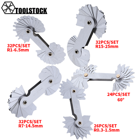 Jauge de rayon en acier inoxydable, 32 pièces/ensemble, jauge R pour mesure industrielle ► Photo 1/6