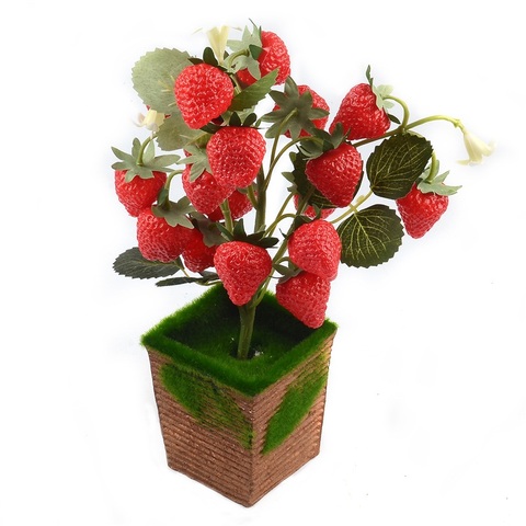 Bonsaï d'arbre en pot de fraises artificielles, accessoires de légumes, jouets de cuisine pour décoration de mariage, fête à domicile ► Photo 1/6