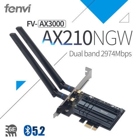 3000Mbps PCI-e adaptateur sans fil Intel AX210 wifi 6E Wlan carte Bluetooth 5.2 double bande 2.4GHz/5GHz MU-MIMO AX200NGW 802.11ax ► Photo 1/6