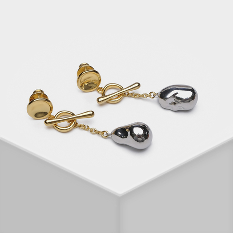 EH15026-H11 Amorita Boutique détachable Design élégant métal Baroque perle forme boucles d'oreilles ► Photo 1/6