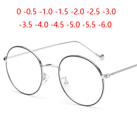 Lunettes rondes en métal avec monture avec degré pour hommes et femmes, verres ultralégers, pour myopie, fini-0.5 -1 -1.5 -2 -2.5 -3 -3.5 -4 -4.5 -5 -6.0 ► Photo 1/6