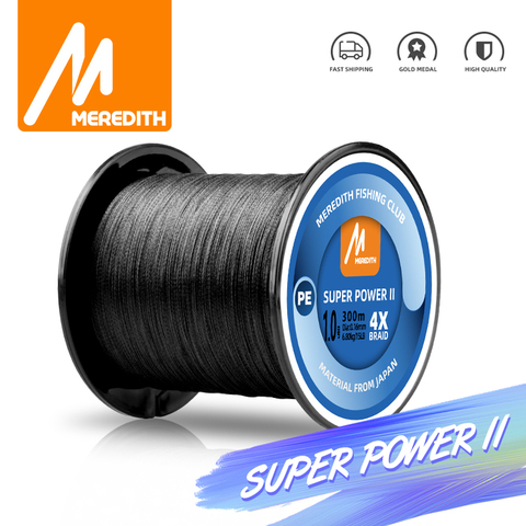 MEREDITH SUPER puissance II multicolore 300M 500M 1000M 4 brins tressé PE ligne de pêche Multifilament lisse ligne de pêche 15-80LB ► Photo 1/6