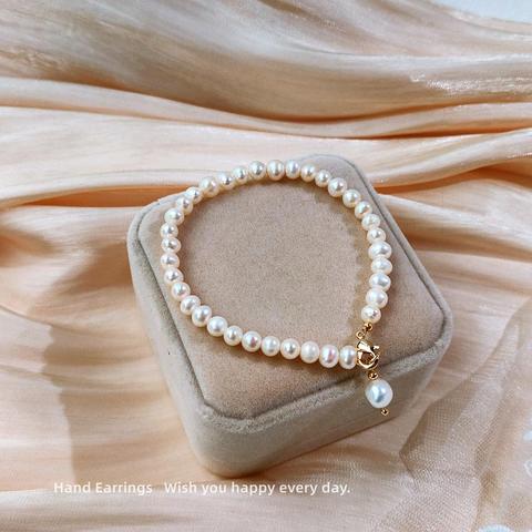 Haute qualité 14K or rempli naturel perle d'eau douce dames Bracelet Promotion bijoux petite amie cadeau d'anniversaire ► Photo 1/6