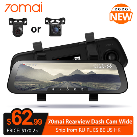 70mai nouvelle arrivée 9.35 pouces voiture Dvr Streaming rétroviseur Dash caméra HD 1080P enregistreur vidéo double lentille avec caméra de vue arrière ► Photo 1/6