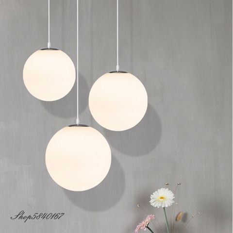 Nodic minimaliste pendentif lumineux LED verre blanc boule lampes suspendues pour salon moderne chambre suspension lampe éclairage intérieur ► Photo 1/6