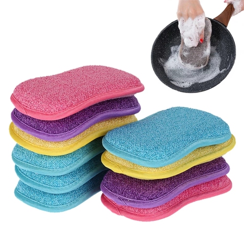 5/10/20 pièces éponges à récurer pour vaisselle anti-rayures microfibre éponge antiadhésive Pot nettoyage éponges cuisine outils lavage Pot Gadgets ► Photo 1/6