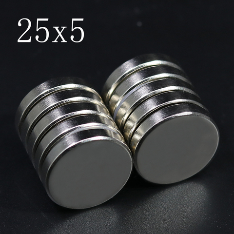 2/5/10/20 Pcs 25x5 néodyme aimant 25mm x 5mm N35 NdFeB rond Super puissant fort Permanent magnétique imanes disque 25x5 ► Photo 1/6