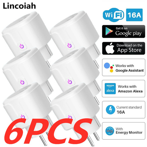 16A ue prise intelligente WiFi prise intelligente puissance surveillance de l'énergie minuterie commutateur prise ue commande vocale par Alexa Google livraison directe ► Photo 1/6