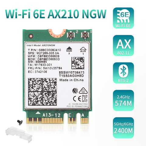 Carte réseau Wi-Fi 6E Intel AX210, 2.4/5/6Ghz, 3000 mb/s, 802.11AX, Wi-Fi double bande, M.2, NGFF, Wlan, MU-MIMO mb/s ► Photo 1/6