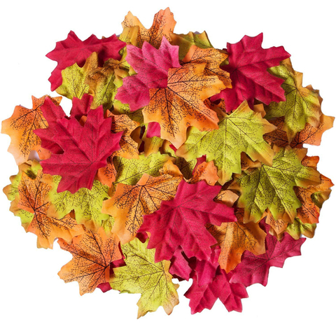 Feuilles d'érable artificielles assorties, 50 pièces, pour décoration de maison, couleurs d'automne, pour mariages et décoration ► Photo 1/6