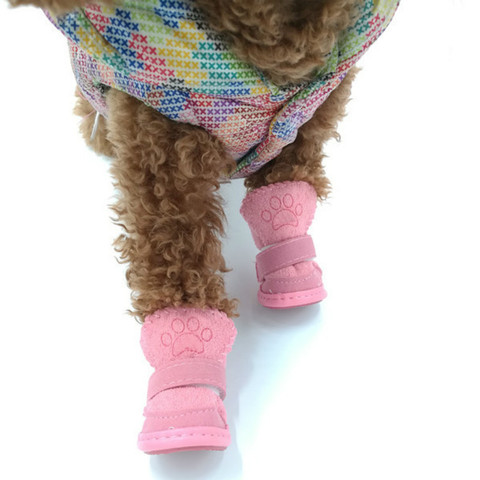 S-XXL hiver chaussures chaudes pour chiens 4 pièces/ensemble mignon chien bottes neige marche coton mélange chiot baskets fournitures pour animaux de compagnie ► Photo 1/6