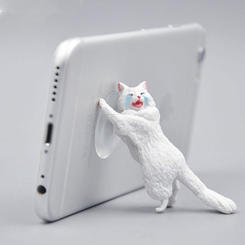 Support de téléphone portable chat mignon, ventouse de bureau, tablettes, en résine, Design Animal pour Smartphone ► Photo 1/6