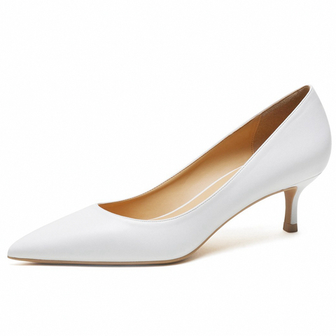 Nouveau confortable en cuir véritable chaussures femmes noir blanc 3CM/5CM/6CM talons bureau travail pompes mince chaussures à talons hauts pour femme B001 ► Photo 1/6